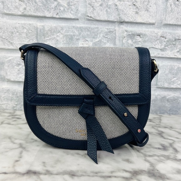 kate spade Bags Kate Spade Knott Canvas Medium Saddle Bag In Blazer